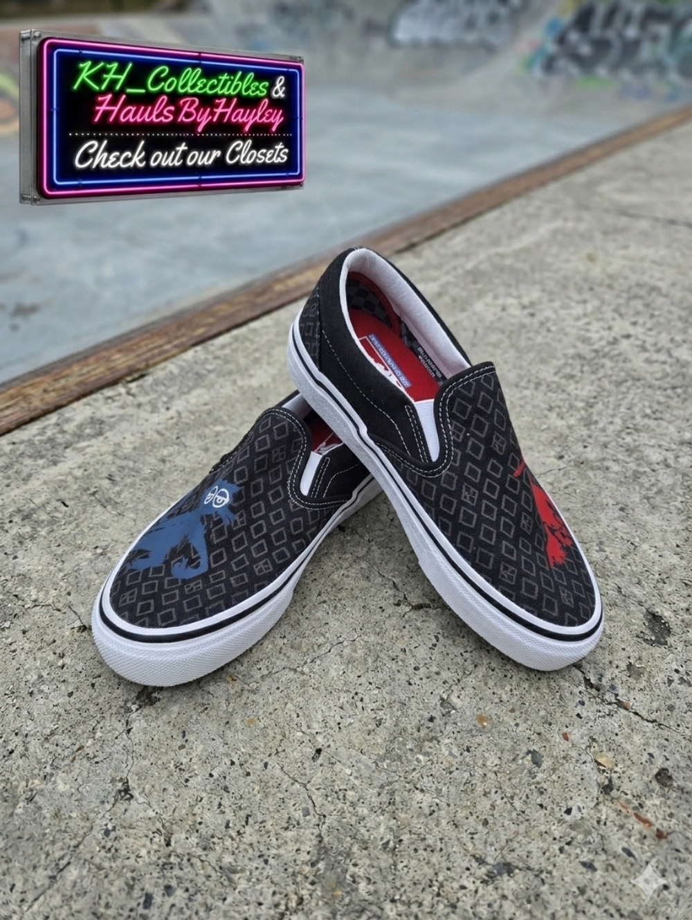 Vans Skate Slip-On x Krooked Natas Kaupas Ray Barbee Rare Graphic Sneakers 6.5M